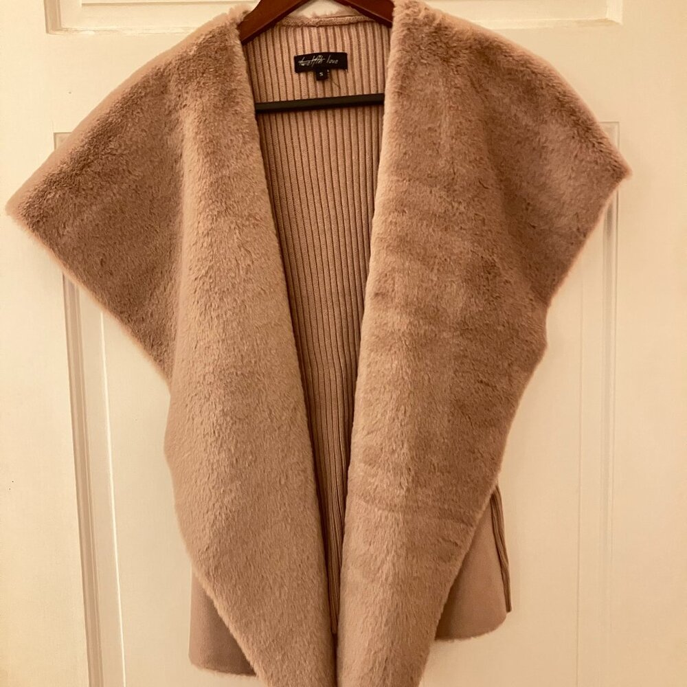 Mauve Faux Fur-Lined Sweater - Size S